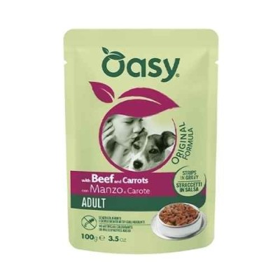 Oasy Dog Straccetti in Salsa Adult con Manzo e Carote Busta 100gr