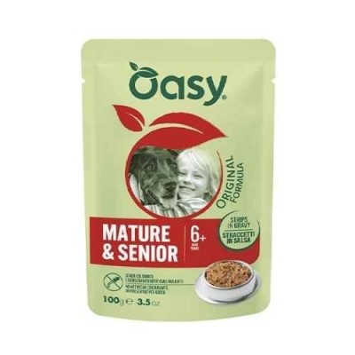 Oasy Dog Straccetti in Salsa Mature con Tacchino e Piselli Busta 100gr