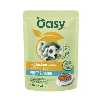 Oasy Dog Straccetti in Salsa Puppy con Pollo e Riso Busta 100gr