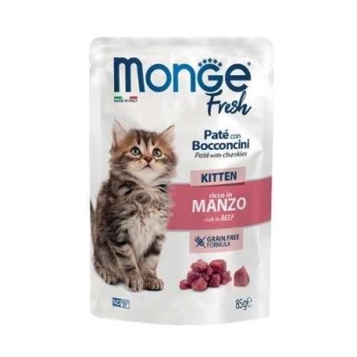 Monge Cat Fresh Kitten Ricco in Manzo Busta 85gr
