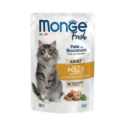 Monge Cat Fresh Patè con Bocconcini Ricco in Pollo e Ortaggi Busta 85gr