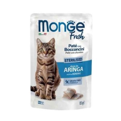 Monge Cat Fresh Patè con Bocconcini Sterilizzato Ricco in Aringa Busta 85gr