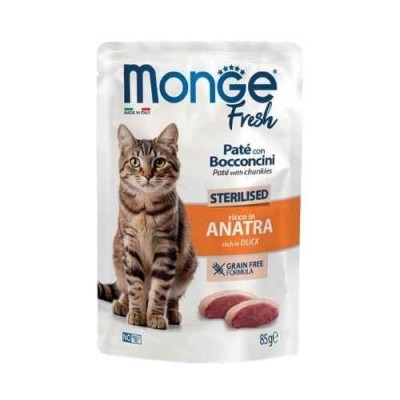 Monge Cat Fresh Patè con Bocconcini Sterilizzato Ricco in Anatra Busta 85gr