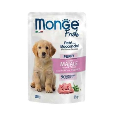 Monge Fresh Umido Cane Patè con Bocconcini Puppy Maiale con Ortaggi 85g