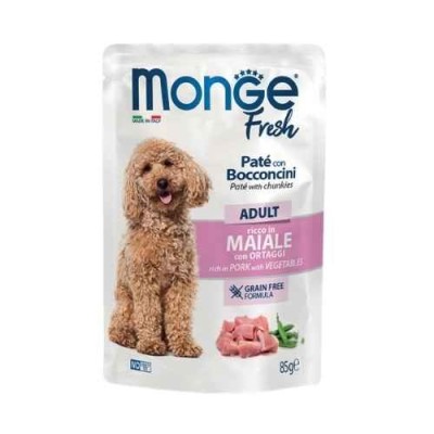 Monge Fresh Umido Cane Patè con Bocconcini Maiale e Ortaggi 85g