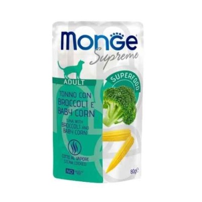 Monge Cat Supreme Adult Tonno con Broccoli e Baby Corn Busta 80gr