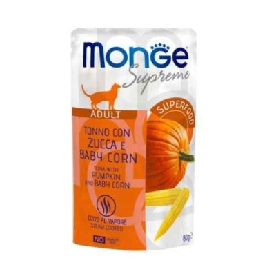 Monge Cat Supreme Adult Tonno con Zucca e Baby Corn Busta 80gr