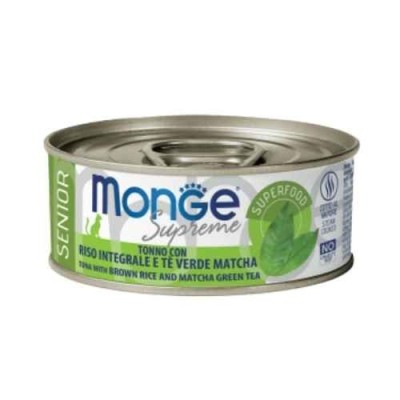 Monge Cat Supreme Adult Senior Tonno con Riso Integrale Tè Verde Matcha Lattina 80gr