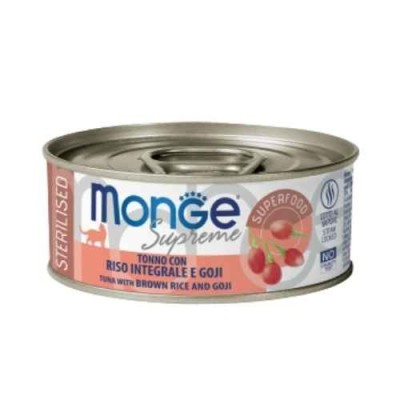 Monge Cat Supreme Adult Sterilised Tonno Con Riso Integrale e Goji Lattina 80gr