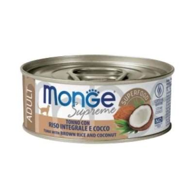 Monge Cat Supreme Adult Tonno con Riso Integrale Cocco Lattina 80gr