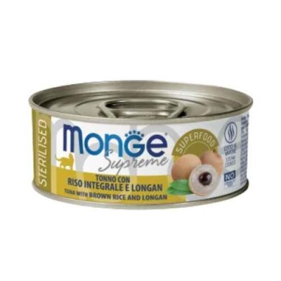 Monge Cat Supreme Adult Sterilised Tonno Con Riso Integrale e Longan Lattina 80gr