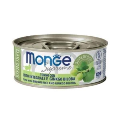 Monge Cat Supreme Adult Sterilised Tonno Con Riso Integrale e Ginkgo Biloba Lattina 80gr