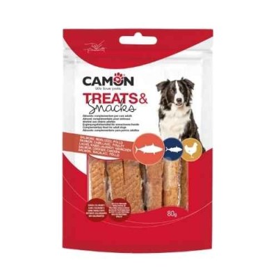 Camon Snack Cane Barrette con Salmone con Pelle di Merluzzo e Pollo 80g