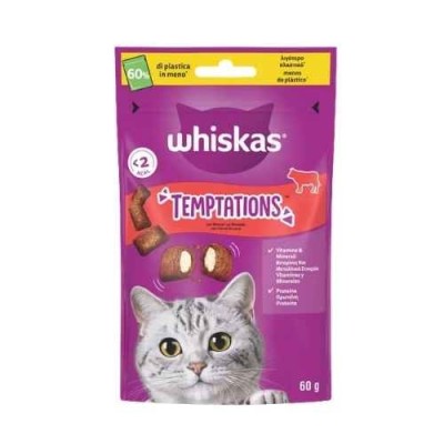 Whiskas Temptations Snack per Gatti con Manzo 60g