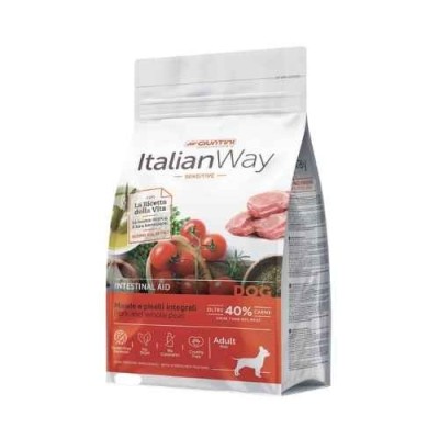 Italian Way Cane Sensitive Intestinal Aid Adult Mini Maiale e Piselli Integrali 1,5kg