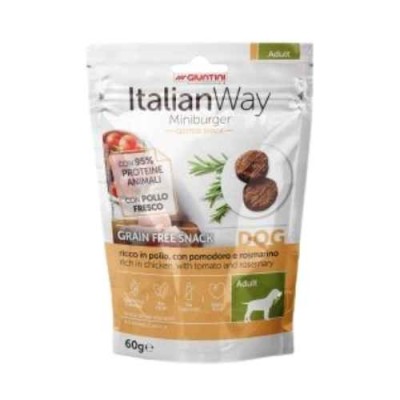 Italian Way Cane Grain Free Snack Adult MiniBurger Pollo con Pomodoro e Rosmarino 60g