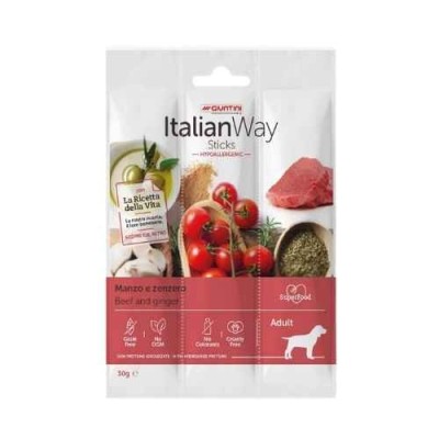 Italian Way Cane Snack Hypoallergenic Adult Stick Manzo e Zenzero 30g