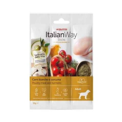 Italian Way Cane Snack Hypoallergenic Adult Stick Carni Bianche e Curcuma 30g