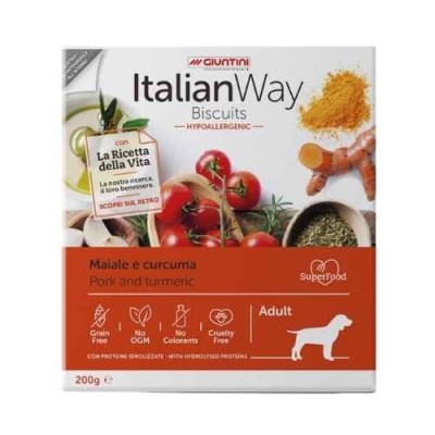 Italian Way Cane Biscotti Hypoallergenic Adult Maiale e Curcuma 200g