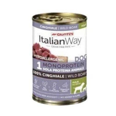Italian Way Cane Umido Hypoallergenic 100% Cinghiale Grain Free Lattina 400g