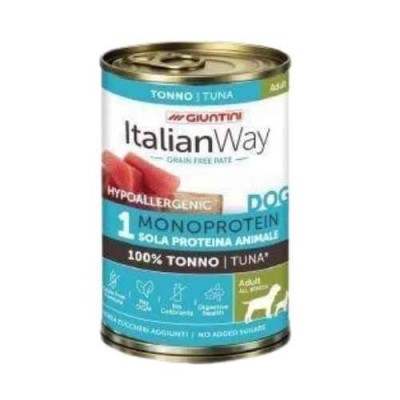 Italian Way Cane Umido Hypoallergenic 100% Tonno Grain Free Lattina 400g