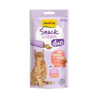 Gimcat Creamy Snack Duo Gatto Salmone con Pomodoro 6x15g