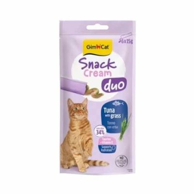 Gimcat Creamy Snack Duo Gatto Tonno con Erba Gatta 6x15g