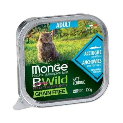 Monge Gatto BWild Adult Patè con Acciughe Vaschetta 100g