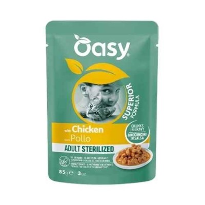 Oasy Cat Adult Sterilized con Pollo  Bocconcini in Salsa 85 g
