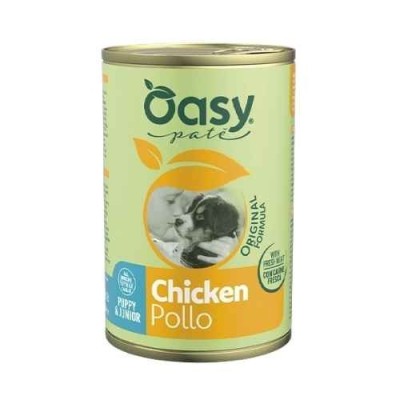 Oasy Cane Original Formula Puppy & Junior con Pollo Lattina in Pat&egrave; 400 g