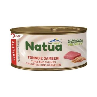 Natua Gatto Natural Vellutata Completo Tonno con Gamberi Lattina 85g