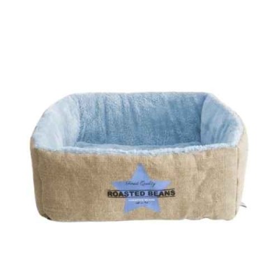Ferribiella Cuccia per Cani e Gatti Cubotto Juta Imbottito 40X40X15 Azzurro