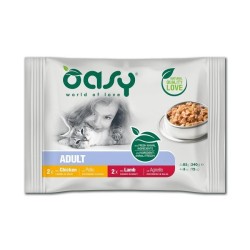 Oasy Cat Bocconcini in Salsa Flowpack Adult con Pollo e Agnello 4x85 gr